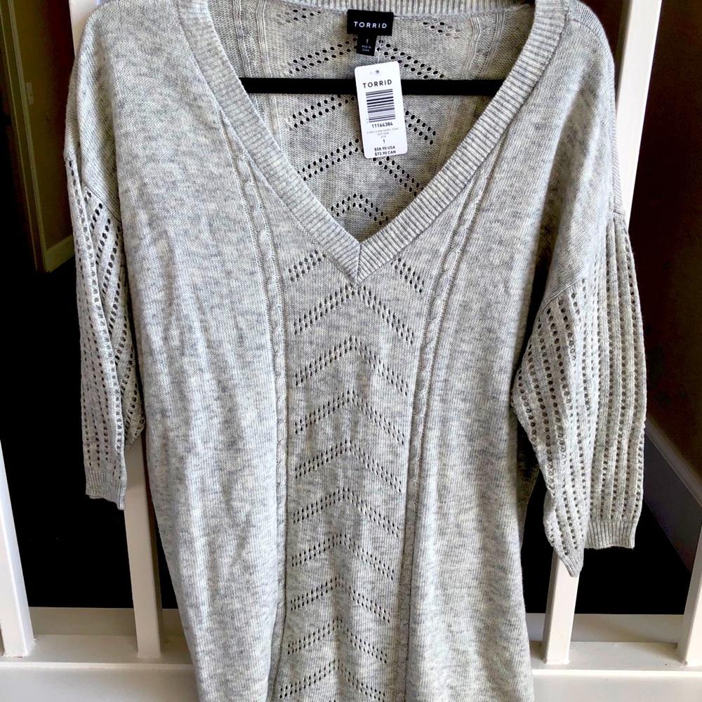 NEW Torrid Grey Knit Sweater Size 1 $30